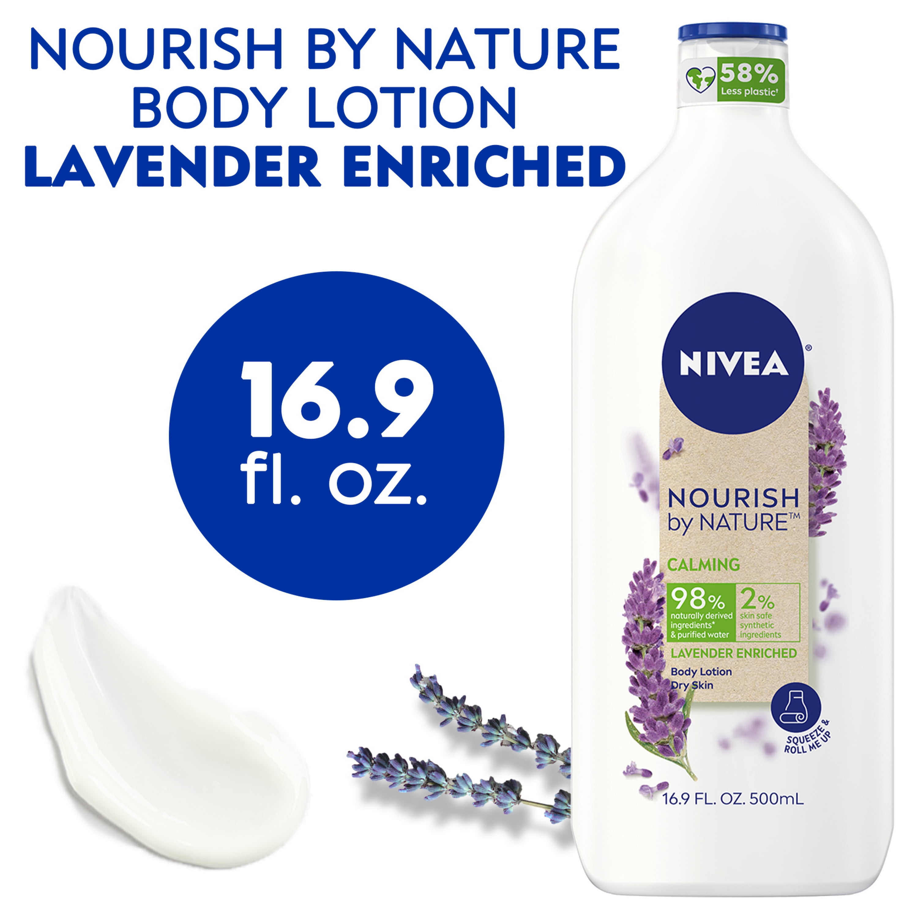 NIVEA Nourish by Nature Lavender Enriched Calming Body Lotion, 16.9 Fl Oz
