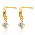 thumbnail image 3 of 14K Solid Yellow Gold Cubic Zirconia CZ Drop Dangle Earrings, 3 of 10