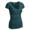 thumbnail image 3 of Emmalise Women's Short Sleeve T Shirt V Neck Tee Value Set (3Pk, Black, Deep Jungle, HGrey, X-Large), 3 of 5