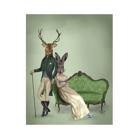 - Mr Deer and Mrs Rabbit Print Wall Art By Fab Funky