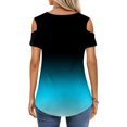 thumbnail image 7 of Tshirts Women Trendy Women's Summer Fashion Casual Gradient Printed Strapless V-Neck Short Sleeve T-Shirt Top, 7 of 7
