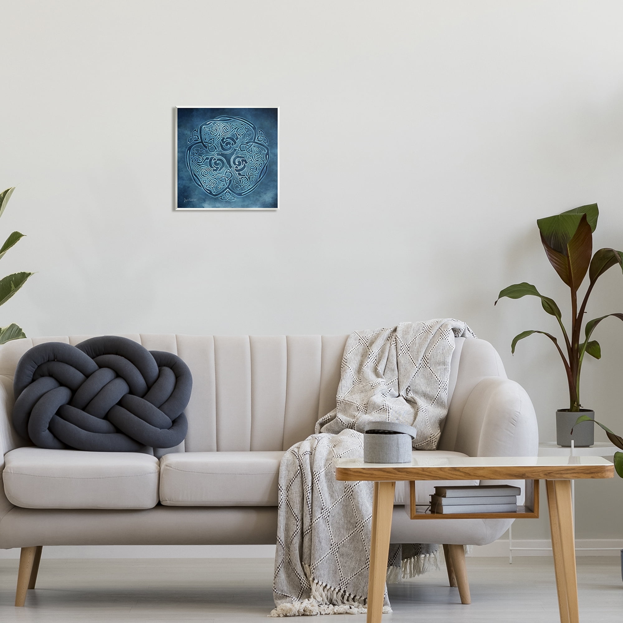 Stupell Industries Blue Celtic Wolf Abstract Painting Unframed Art Print Wall Art, 12 x 12