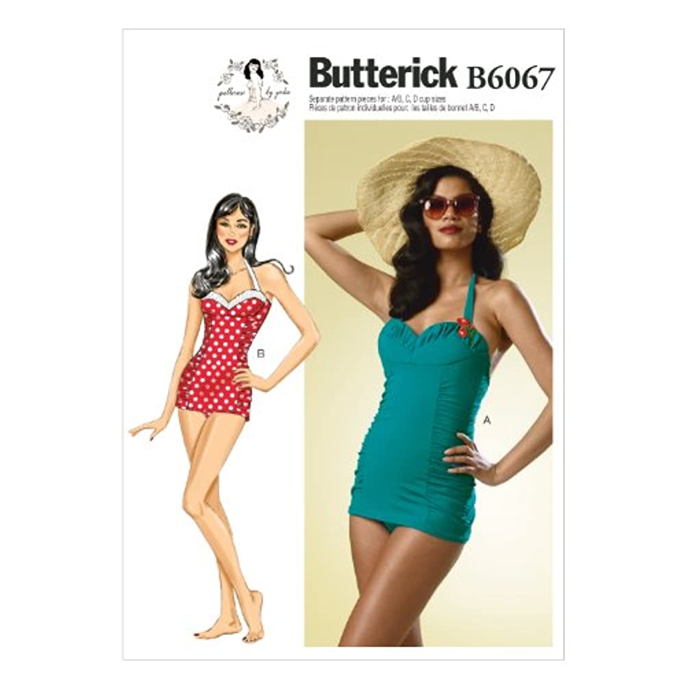 BUTTERICK PATTERNS B6067 Misses Swimsuit Sewing Template Size E5 14 16 18 20 22