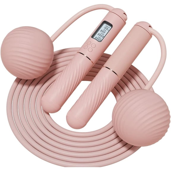 Skipping Ropes - Cordless Counter Jump Rope with Large Cordless Ball-Weighted Jump Rope with LCD Display