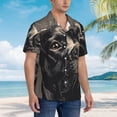 thumbnail image 3 of Honeii Vintage Dog Illustration Print Men’s Hawaiian Shirt,Classic Button-Down Short Sleeve Shirt, for Beach, Vacation, and Outdoor Activities,Small, 3 of 7