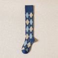 thumbnail image 3 of Chaussettes Femme en Pur Coton Automne et Hiver Bas Chauds en Forme de Losange Bas Longueur Genou Bas Bas de compression Bleu, 3 of 4
