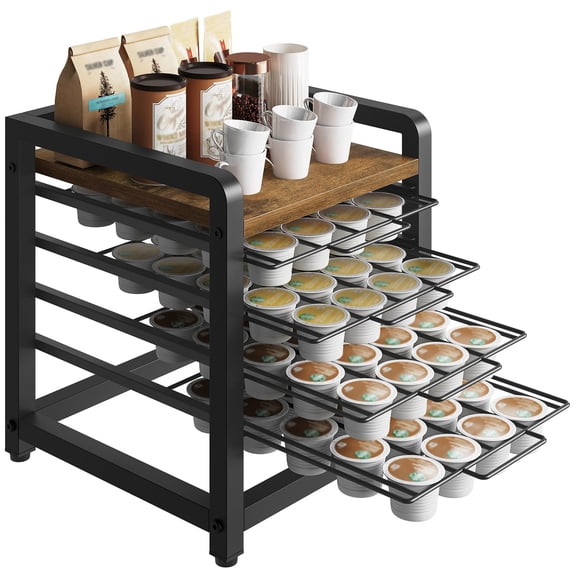 YATINEY Coffee Pod Holder for K Cup, 4-Tier Coffee Pod Organizer, Small Desktop Storage Rack for 80 Pods, Space Saving, for Home Office, Kit