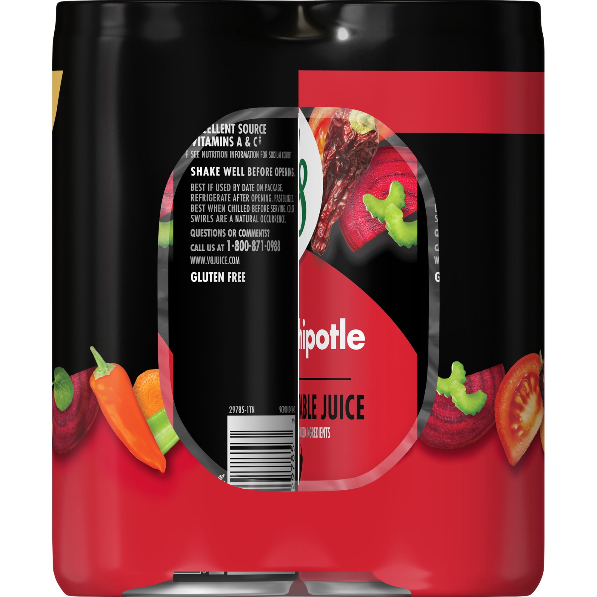 V8 Spicy Chipotle 100% Vegetable Juice, 8 fl oz Can (6 Pack)