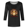 thumbnail image 4 of VKOYWKM Thanksgiving Turkey Shirts for Women 3/4 Sleeve Tops Turkey Graphic T Shirts Fall Crew Neck Funny Family Party Blouses, 4 of 4