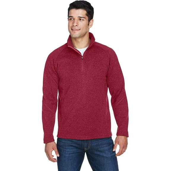 Devon & Jones DG792 Men's Bristol Sweater Fleece Half-Zip Red Heather 4XL