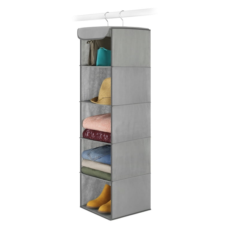 Whitmor Hanging Shoe Shelves, Vertical Closet Organizer, 10 Sections, Gray