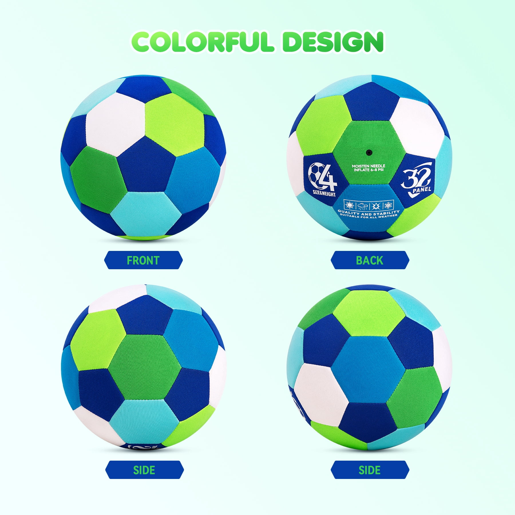 PLAYZAP Indoor Soccer Ball Size 4 – Soft, Safe & Silent Sport Toy Ball for Indoor and Yard Play – Colorful Birthday/Christmas Soccer Gift for Toddlers, Kids, Boys & Girls Ages 3-5, 5-8, 8-12