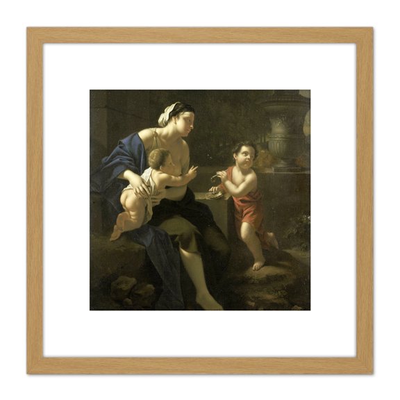 Van Der Werff Blowing Bubbles 8X8 Inch Square Wooden Framed Wall Art Print Picture with Mount