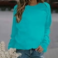 thumbnail image 4 of qucoqpe Womens Casual Long Sleeve Sweatshirt Crew Neck Cute Pullover Solid Color Loose Fit Tops, 4 of 5