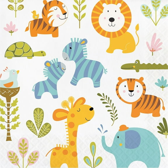 Happy Jungle Paper Lunch Napkins 16 Count for 8 Guests