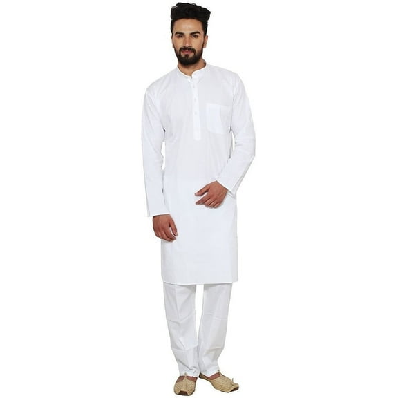 Royal Men's White Pure Cotton Kurta Pyjama