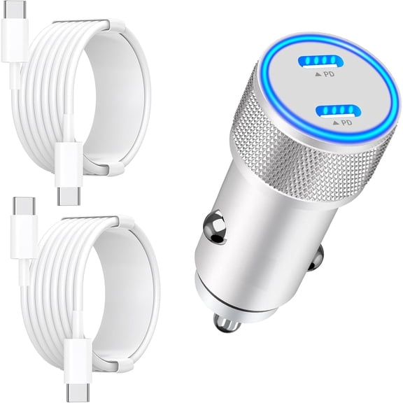 Apple MFi Certified] iPhone 17 Car Charger Fast Charging, 90W Dual PD Power Cigarette Lighter USB-C Car Charger with 2Pack Type-C Cord for iPhone 17/17 Pro Max/16 Pro/15/Galaxy S26/S25/Pixel