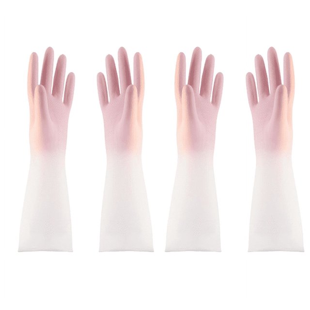 Guantes de Goma, Lavado de Ropa, Guantes de Goma Gruesos Impermeables, Guantes de Cocina duraderos, Rosa (2 Piezas)