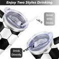 thumbnail image 4 of 40 Oz Football Themed Tumbler with Handle and Straw, Double Wall Vacuum Reusable Stainless Steel Water Bottle Leak Proof Insulated Travel Mug Iced Coffee Cup Perfect Gift for Birthday, 4 of 5
