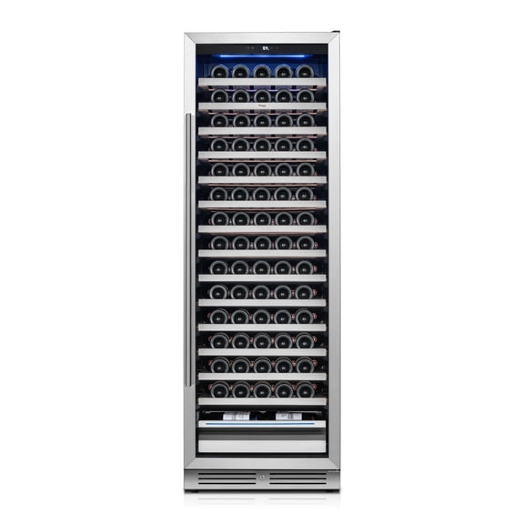 Yeego 24" Wine Refrigerator Cooler, 165 Bottle Stainless Steel 2 Color LED Freestanding & Built-in Full Size Fridge for Home & Bar