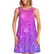 thumbnail image 1 of Balery Purple Glitter Vestidos de verano para mujer con estampado: vestido holgado sin mangas, vestido playero informal y cómodo para días calurosos., 1 of 7