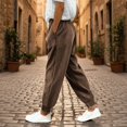 thumbnail image 2 of SRZYMJ Casual Corduroy Jogger Pants for Women Loose Elastic Waist Stretch Comfy Business Lounge Trousers with Pockets, 2 of 7