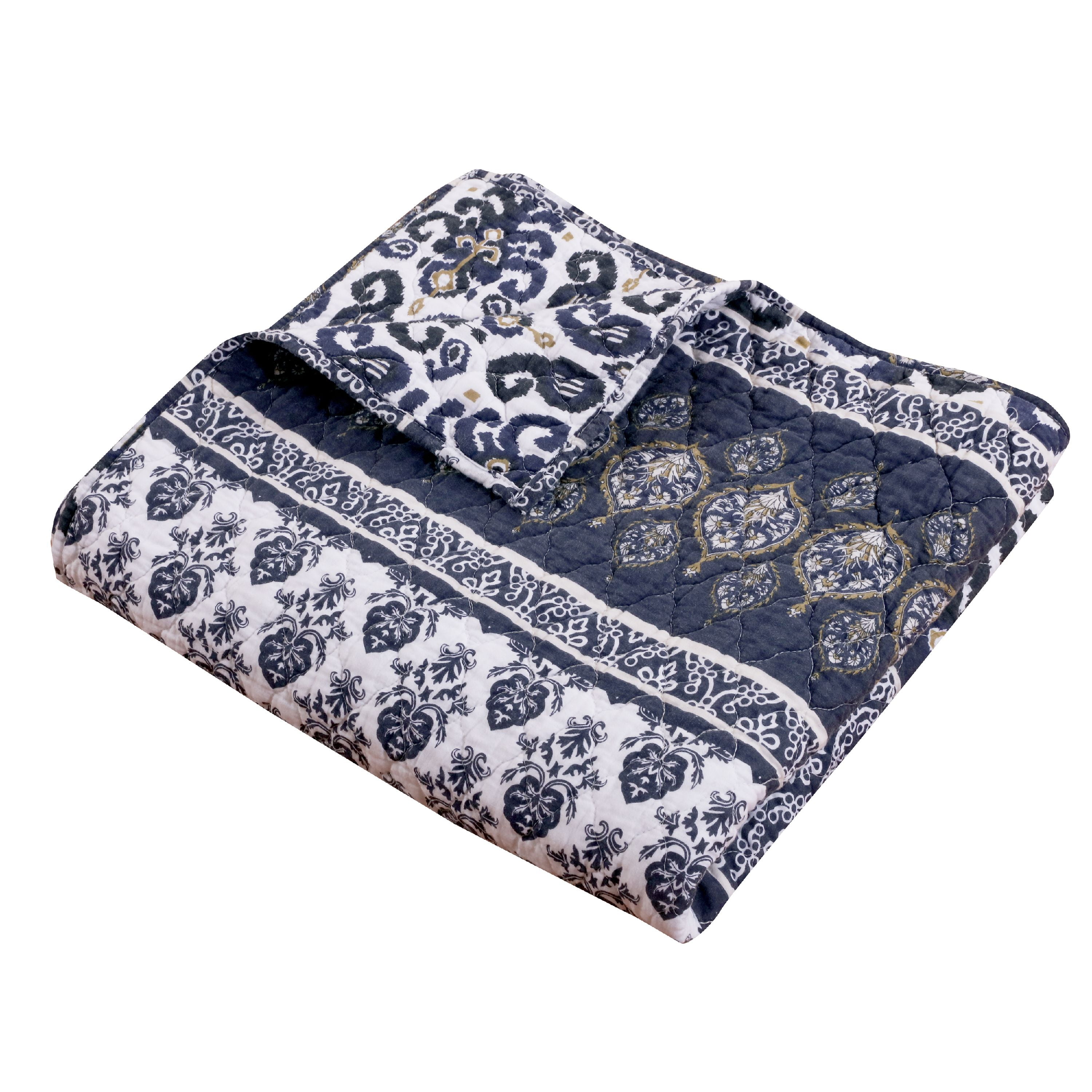 Global Trends Nina Indigo Quilted Throw Blanket