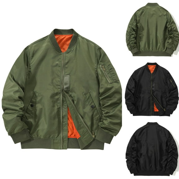 Miluxas Men's Casual Jacket Solid Baseball Zipper Coat Sports Outdoor Outerwears Slim Fit Sportswear Casual Jacket Black