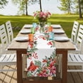 thumbnail image 4 of Table Runners 72 Inches Long Dress Scarves, Cardinal Bird Farmhouse Kitchen Table Runner, Coffee Tablerunners, Winter Poinsettia Berry Pine Cones Floral 16x72 Inch, 4 of 9