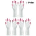 thumbnail image 1 of 3 Pairs Reusable Waterproof Household Dishwashing Cleaning Rubber Kitchen Gloves  S, 1 of 10