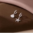 thumbnail image 3 of 925 Sterling Silver CZ Seashell Hoop Earrings for Women Teens Starfish Huggie Earrings Dangle Beach Earrings, 3 of 4