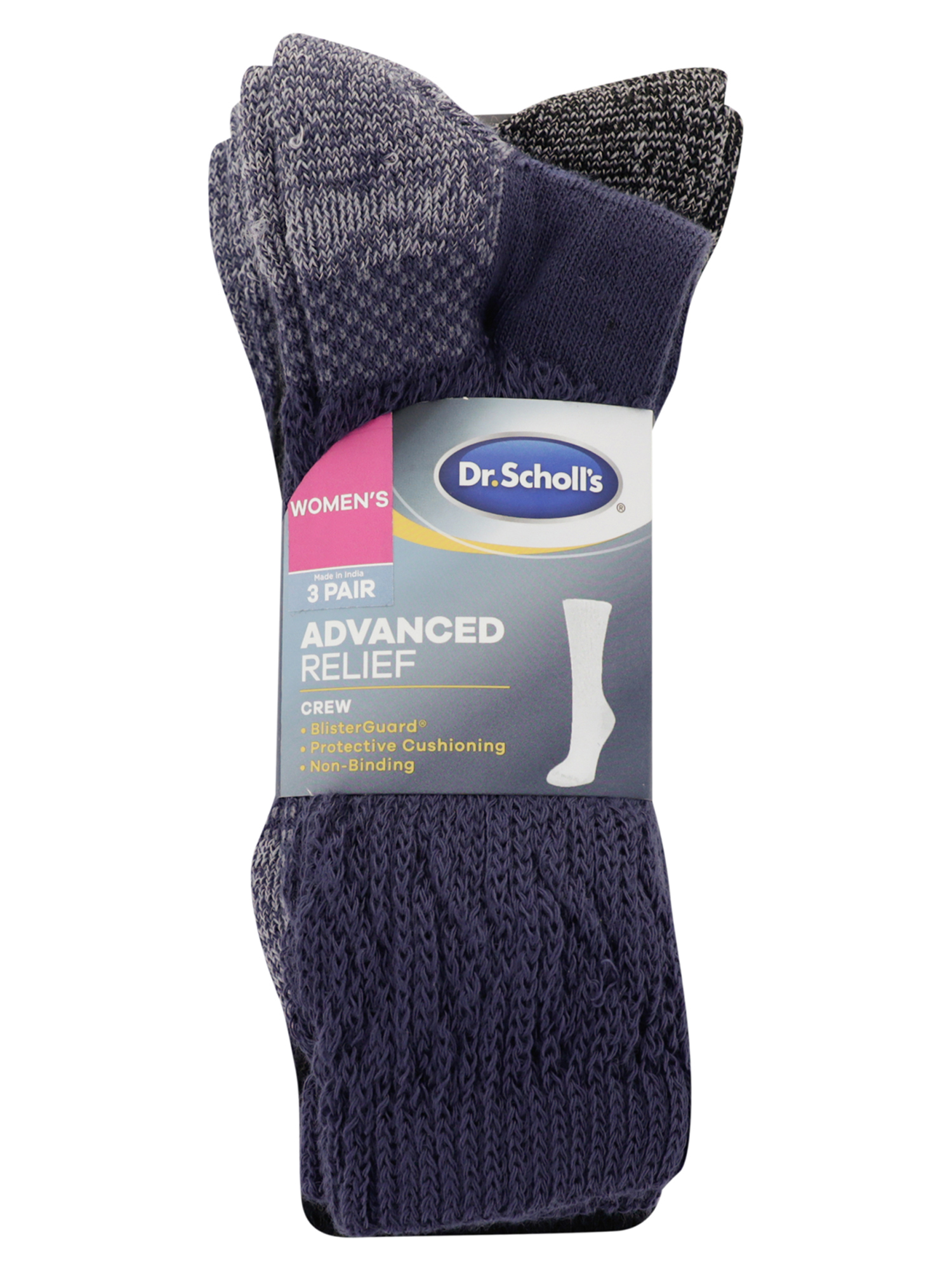 Dr. Scholl's Women's Advanced Relief Blister Guard Crew Socks, 3 Pack ...