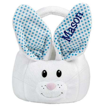 Dots Blue Personalized Gift Basket - Personalized Hoppy Dots Bunny Easter Basket - Blue