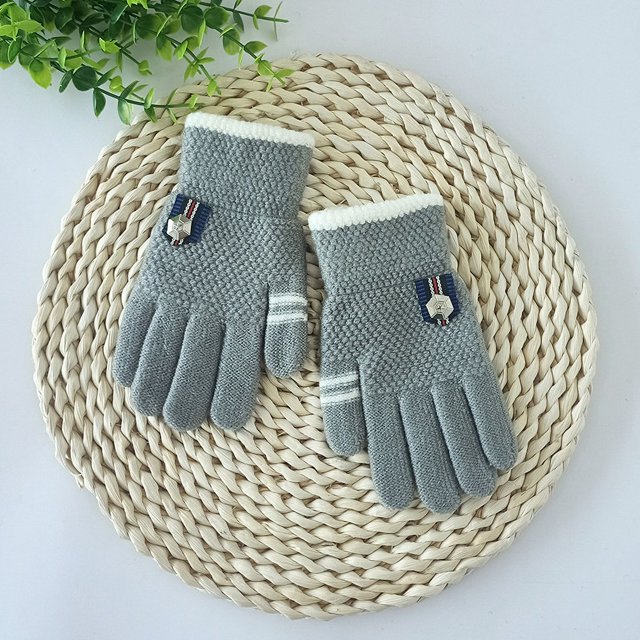 Guantes de invierno para niños, guantes de montar al aire libre para hombres y mujeres, guantes de punto gruesos y cálidos con forro polar para niños