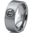 thumbnail image 1 of Tungsten Horoscope Capricorn Band Ring 8mm Men Women Comfort Fit Gray Flat Cut Brushed Polished, 1 of 4