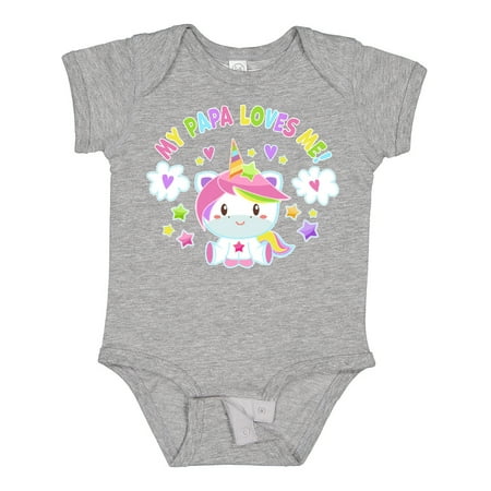 

Inktastic My Papa Loves Me with Cute Rainbow Unicorn Gift Baby Boy or Baby Girl Bodysuit