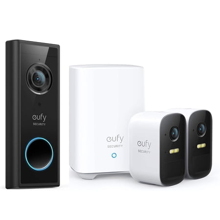 eufy Wireless Home Security System with eufyCam 2C 1080P Outdoor Camera, 2K Add-on Video Doorbell