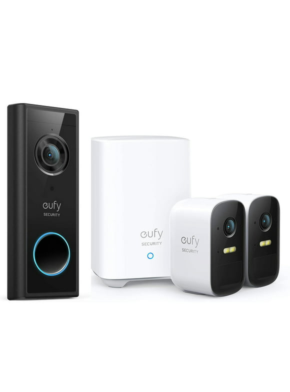 eufy Wireless Home Security System with eufyCam 2C 1080P Outdoor Camera, 2K Add-on Video Doorbell