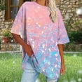 thumbnail image 4 of Womens Oversized Graphic Tees Plus Size Drop Shoulder Summer T-Shirts Baggy Short Sleeve Casual Pullover Pink, S, 4 of 7