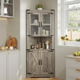 thumbnail image 2 of 67" Farmhouse Corner Cabinet with Lights Tall Corner Storage Cabinet with Glass Door Wooden Storage Organizer  for Living Room, Kitchen, Bathroom,, 2 of 9