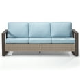 thumbnail image 3 of Meetleisure 3-Seat Patio Wicker Sofa with Removable Cushions, Sky Blue, 3 of 8