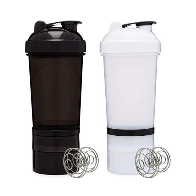 Mezclador térmico Shaker, 450 ml, con 2 recipientes de proteínas, color azul