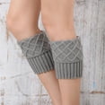 thumbnail image 3 of Dengjunhu Women Winter Rhombus Knitted&nbsp;Leg Warmers Solid Color Boot Socks Toppers Cuffs, 3 of 7