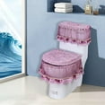 thumbnail image 3 of Qholemyo European Lace Toilet Cover With Zipper 3 Piece Bathroom Decorative Toilet Tank Cover Including Toilet Seat Cushion Soft Toilet Seat Cushion, 3 of 5
