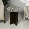 thumbnail image 3 of JONATHAN Y Naomi 18" Rustic Minimalist Marble/Wood X-Base Accent Table, White Marble/Walnut Wood, END5002A, 3 of 7