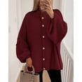 thumbnail image 3 of BTFBM Cardigan Sweaters for Women Fall Clothes Lantern Long Sleeve Button Open Front Chunky Knit Oversized Sweater, 3 of 10