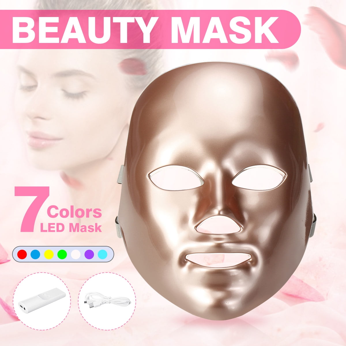 7Colors LED Light Photon Face Mask Rejuvenation Skin Care Facial