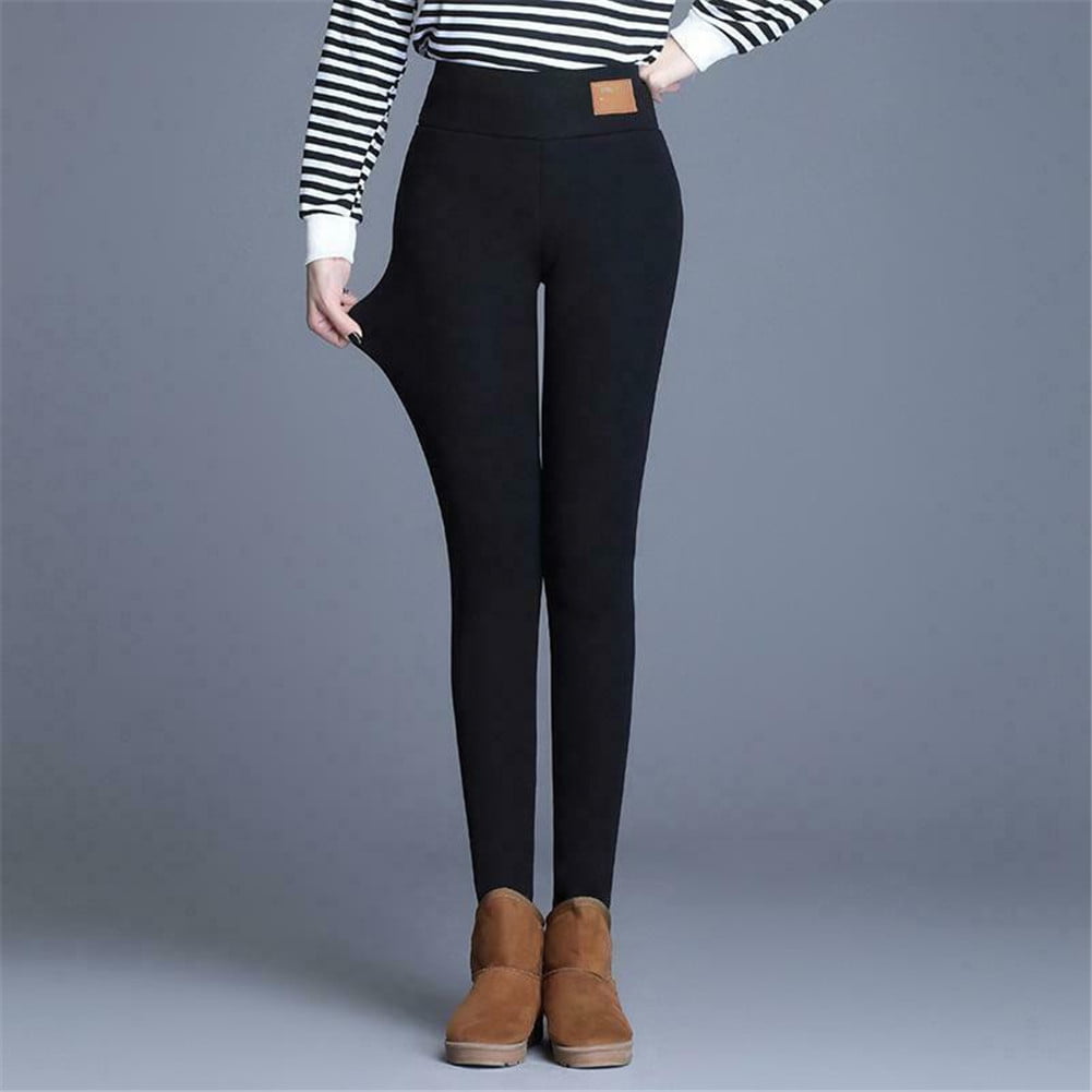 Womens Winter Velvet Thick Leggings New Cashmere Stretchy Color High Waist Pants 