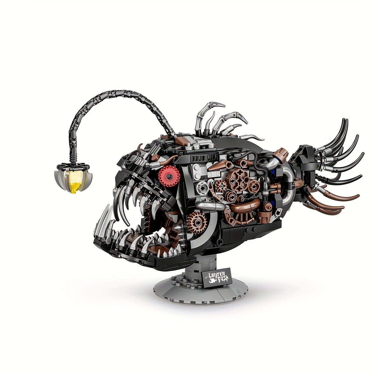 1038 PCS Angler Fish Building Model Kit with LED Light, Deep Sea Creature Mechanical Display Lamp, Ocean Themed Collectible Building Set for Adults, Creative Desk Decor Gift for Marine Enthusiasts