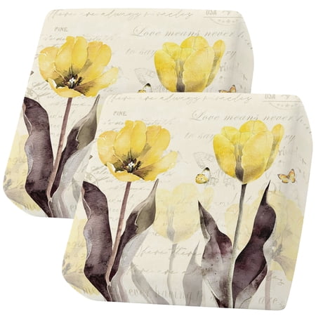 Couch Cushion Covers Yellow Floral Sofa Cushion Cover Stretch Seat Covers Vintage Butterfly Flowers Sofa Slipcovers Soft Furniture Protector for Sectional Sofas Living Room Small-2 Pieces